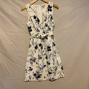 Black and white belted dress